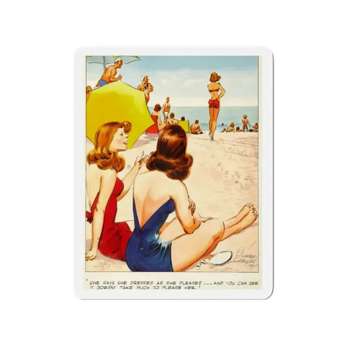 Cuties Hand Colored Daily Comic Strip, 1952 (2) (Magazine Illustration) Refrigerator Magnet 2 Inch - The Sticker Space