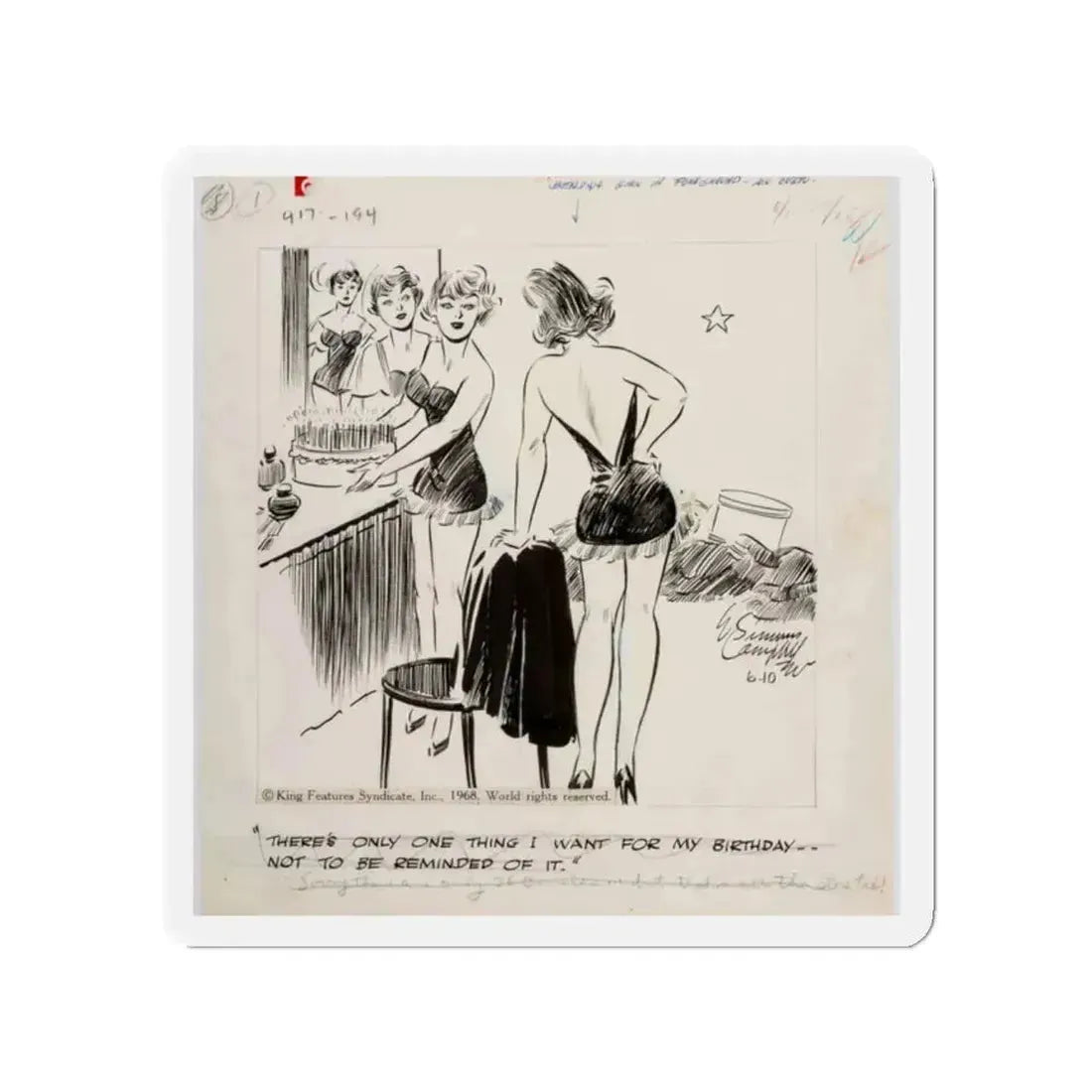 Cuties Single Panel Gag Comic Strip (Magazine Illustration) Refrigerator Magnet 2 Inch - The Sticker Space