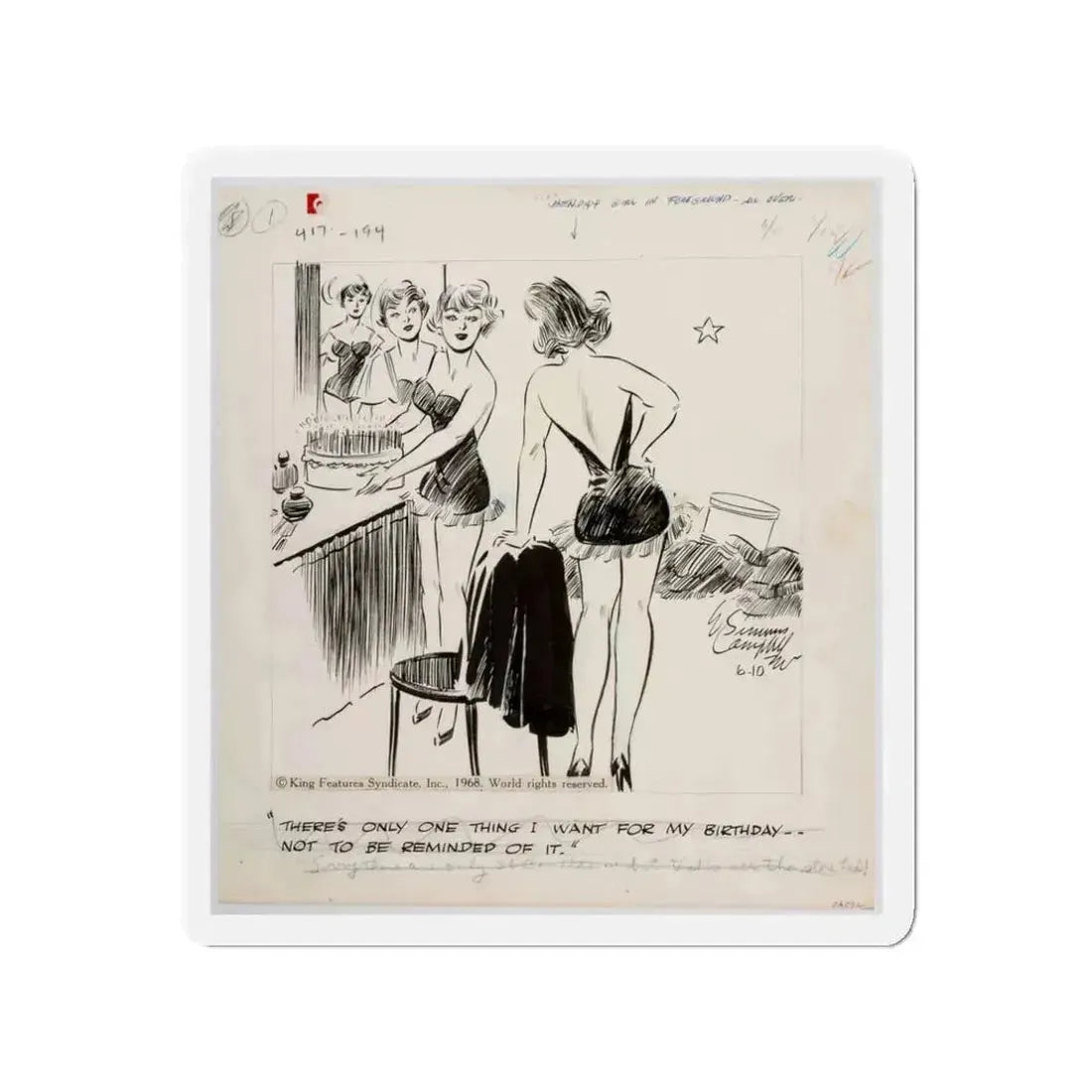 Cuties Single Panel Gag Comic Strip (Magazine Illustration) Refrigerator Magnet 3 Inch - The Sticker Space