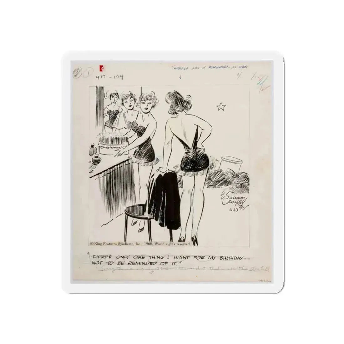 Cuties Single Panel Gag Comic Strip (Magazine Illustration) Refrigerator Magnet 5 Inch - The Sticker Space