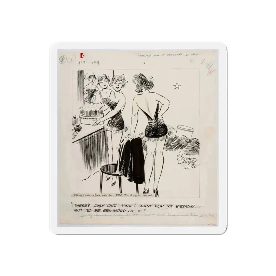 Cuties Single Panel Gag Comic Strip (Magazine Illustration) Refrigerator Magnet 6 Inch - The Sticker Space