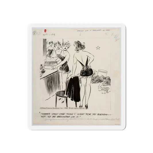 Cuties Single Panel Gag Comic Strip (Magazine Illustration) Refrigerator Magnet 6 Inch - The Sticker Space