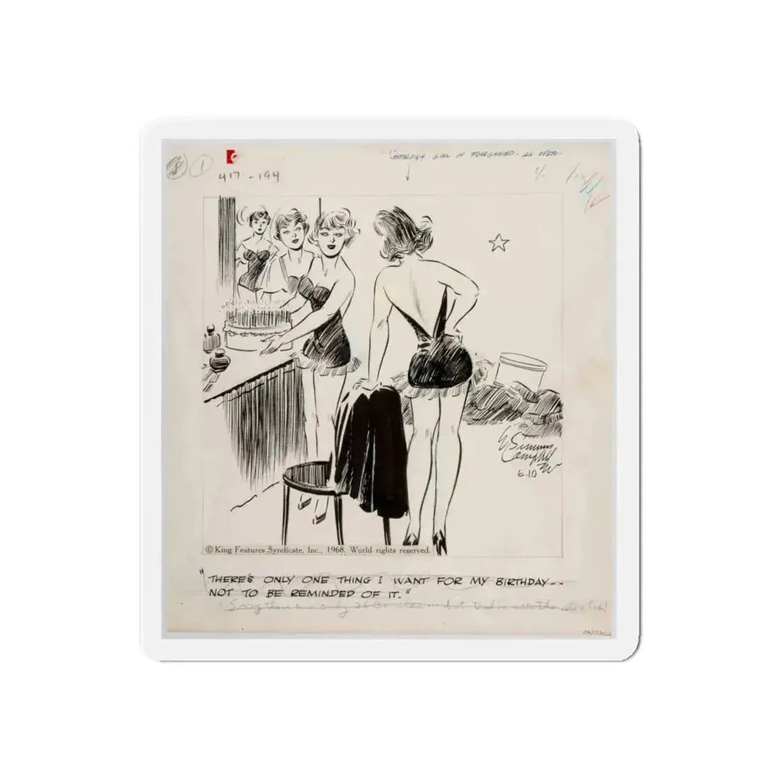 Cuties Single Panel Gag Comic Strip (Magazine Illustration) Refrigerator Magnet - The Sticker Space