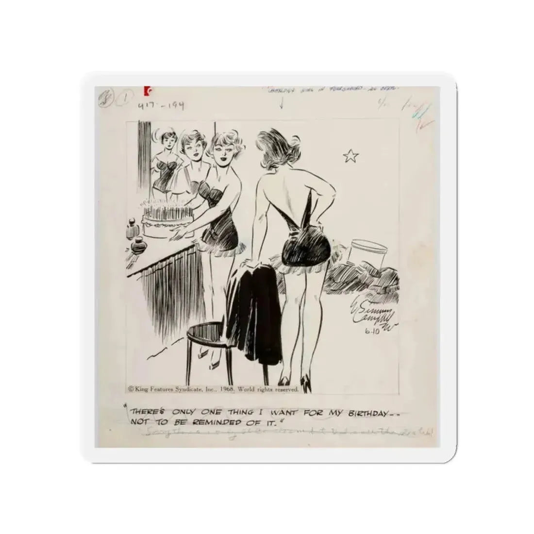 Cuties Single Panel Gag Comic Strip (Magazine Illustration) Refrigerator Magnet - The Sticker Space