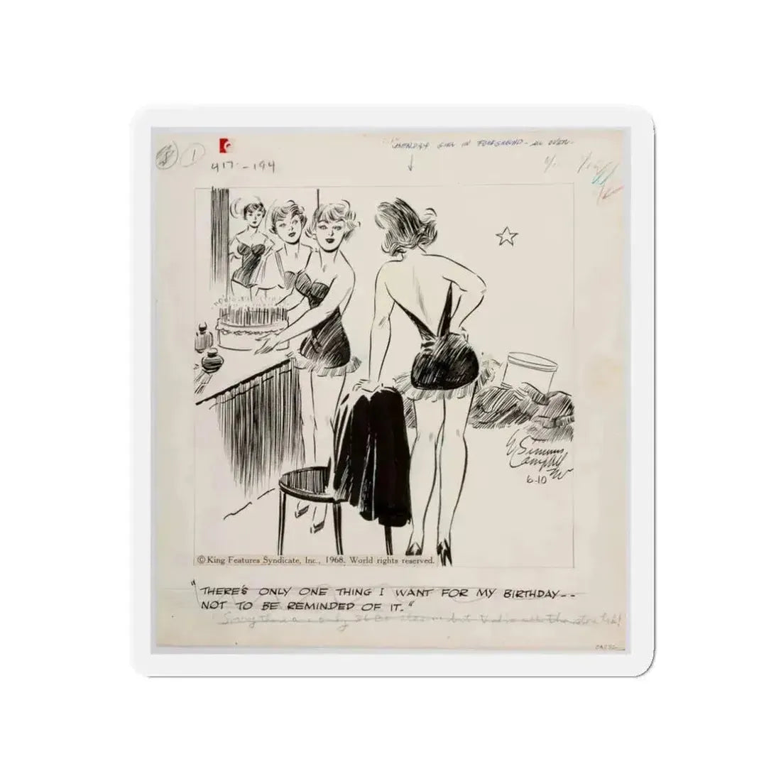 Cuties Single Panel Gag Comic Strip (Magazine Illustration) Refrigerator Magnet - The Sticker Space