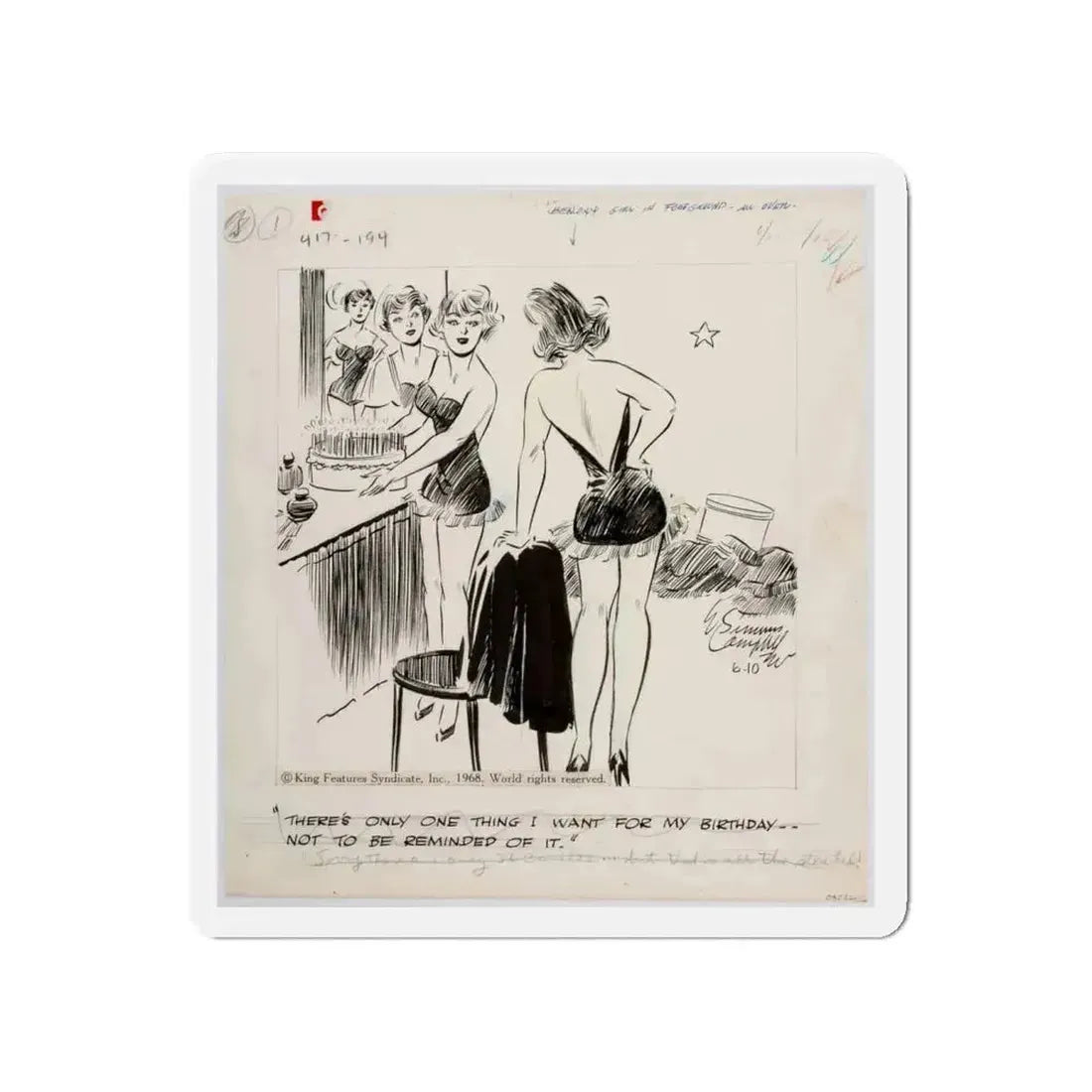 Cuties Single Panel Gag Comic Strip (Magazine Illustration) Refrigerator Magnet - The Sticker Space