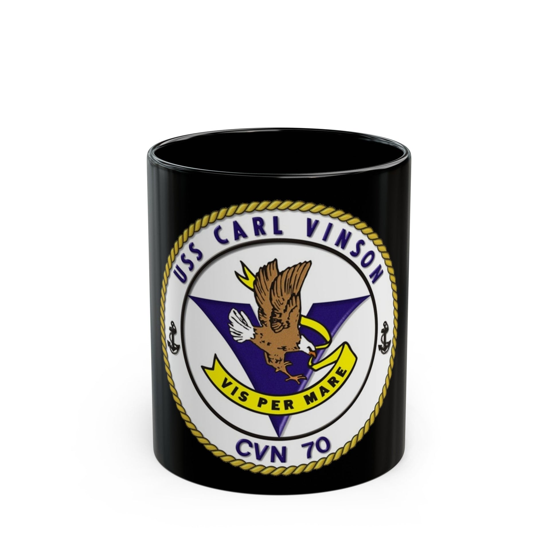 CVN 70 USS Carl Vinson 1982 (U.S. Navy) Black Coffee Mug-11oz-The Sticker Space