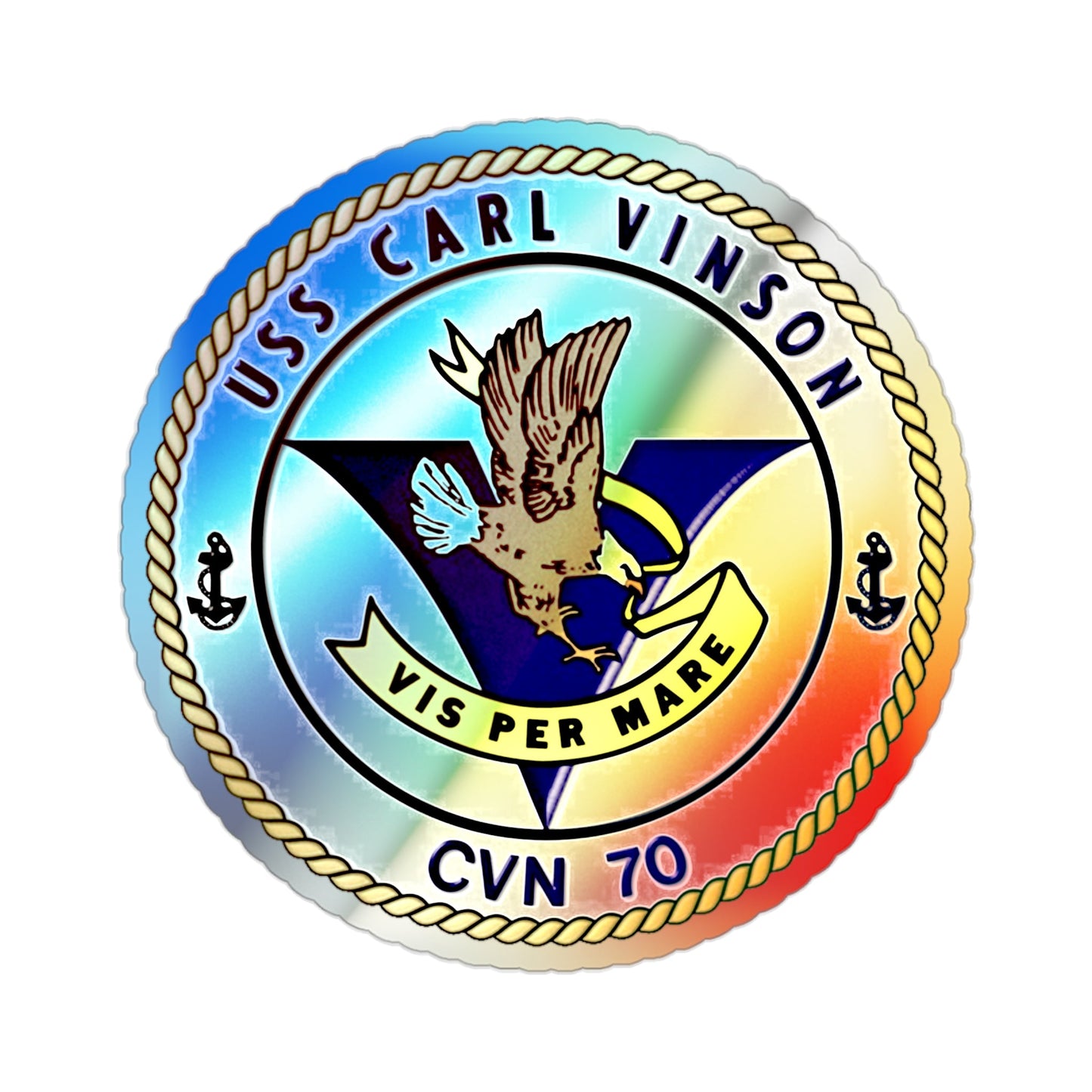 CVN 70 USS Carl Vinson 1982 (U.S. Navy) Holographic STICKER Die-Cut Vinyl Decal-2 Inch-The Sticker Space