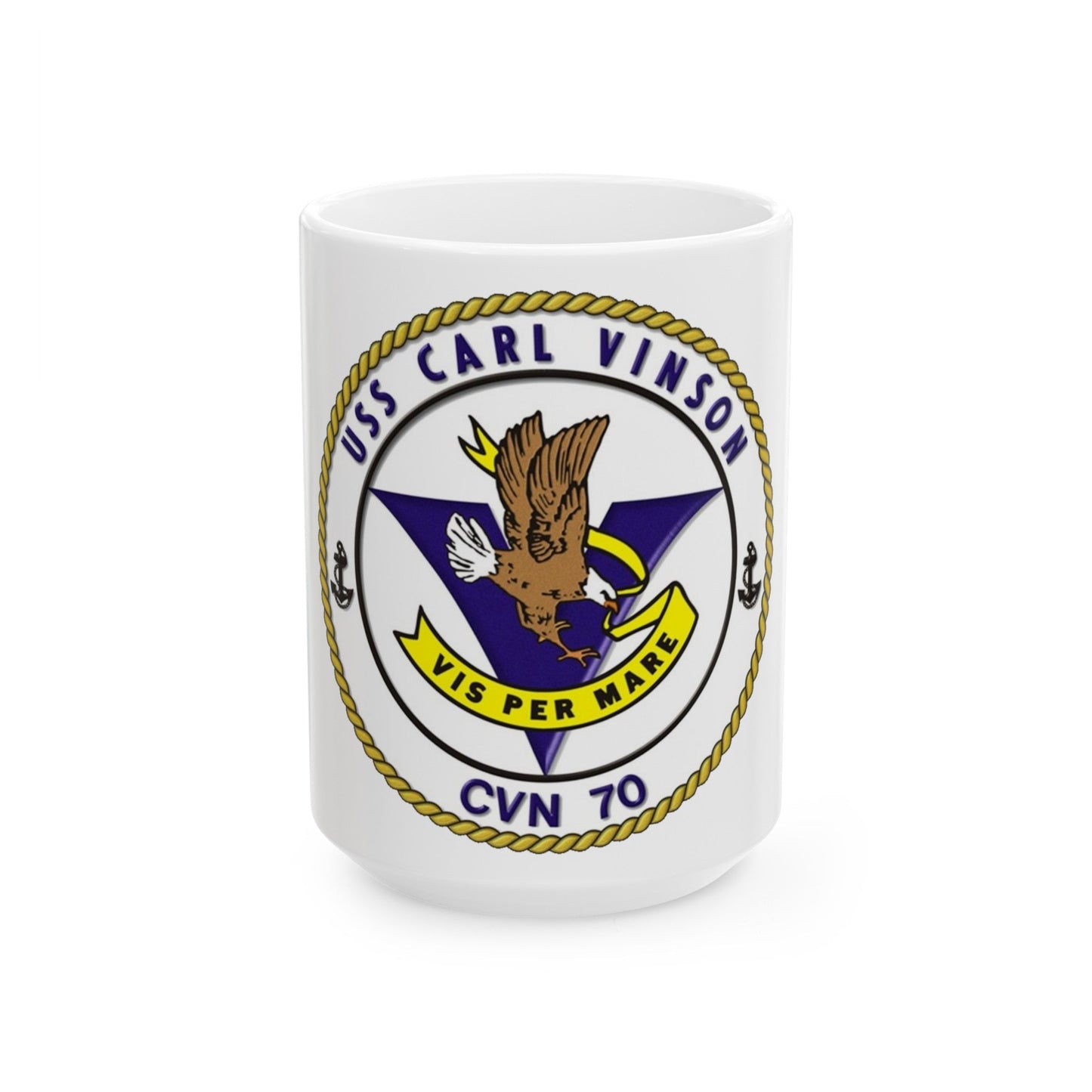 CVN 70 USS Carl Vinson 1982 (U.S. Navy) White Coffee Mug-15oz-The Sticker Space