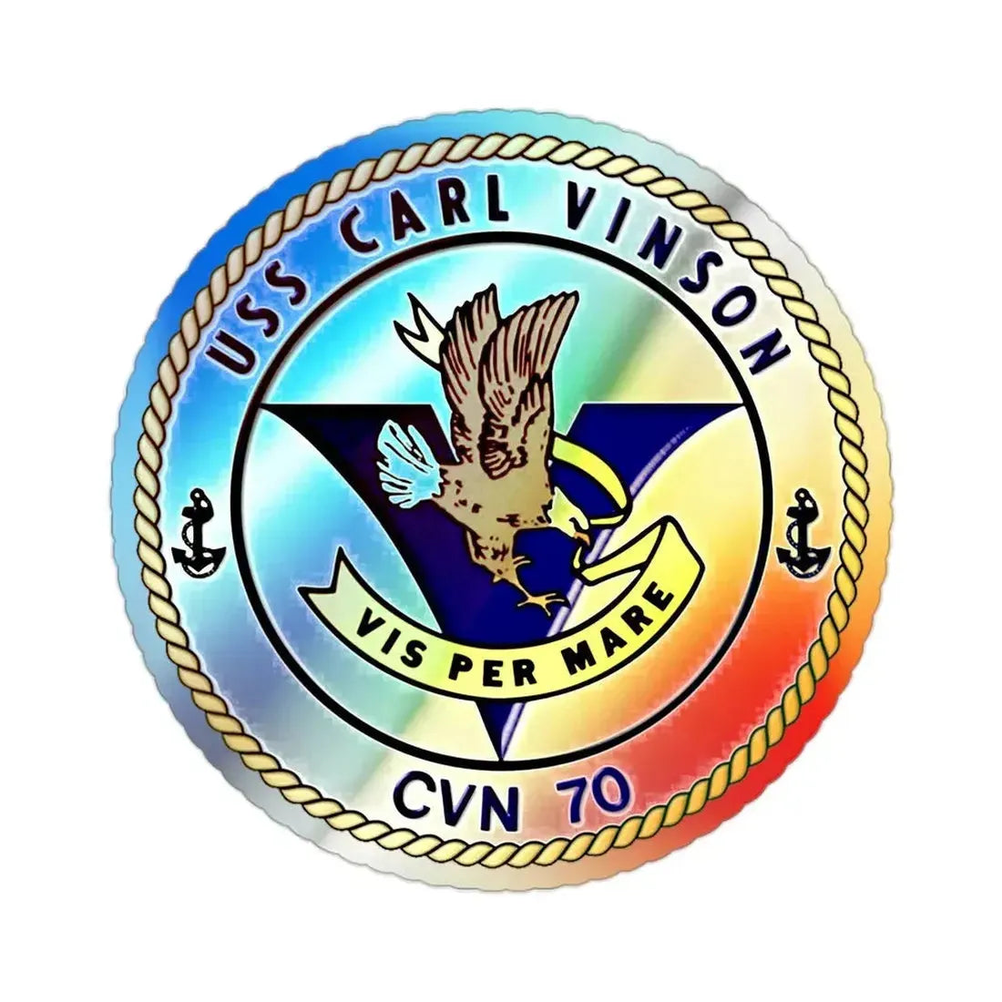 CVN 70 USS Carl Vinson 1982 (U.S. Navy) Holographic STICKER Die-Cut Vinyl Decal 2 Inch Holographic - The Sticker Space