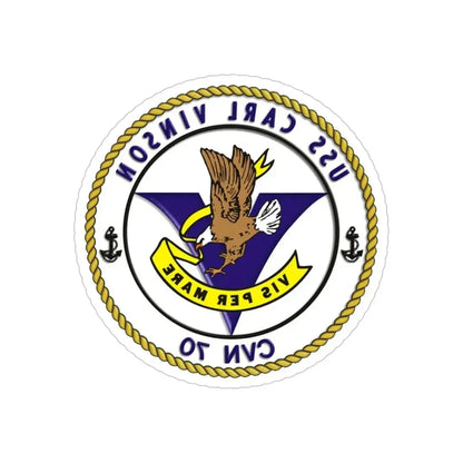 CVN 70 USS Carl Vinson 1982 (U.S. Navy) REVERSE PRINT Transparent Die-Cut STICKER 6 Inch Die-Cut Transparent - The Sticker Space