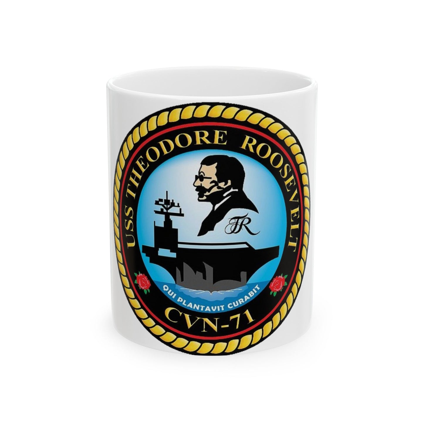 CVN 71 USS Theodore Roosevelt 1986 (U.S. Navy) White Coffee Mug-11oz-The Sticker Space