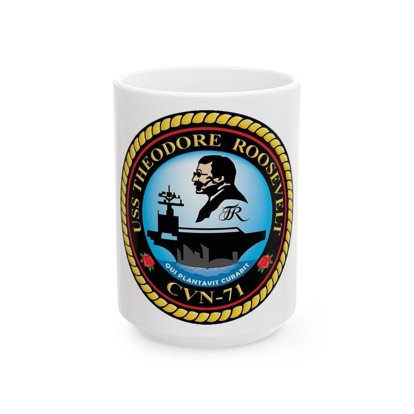 CVN 71 USS Theodore Roosevelt 1986 (U.S. Navy) White Coffee Mug-15oz-The Sticker Space