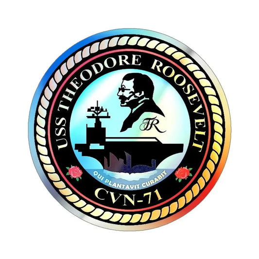 CVN 71 USS Theodore Roosevelt 1986 (U.S. Navy) Holographic STICKER Die-Cut Vinyl Decal 6 Inch Holographic - The Sticker Space