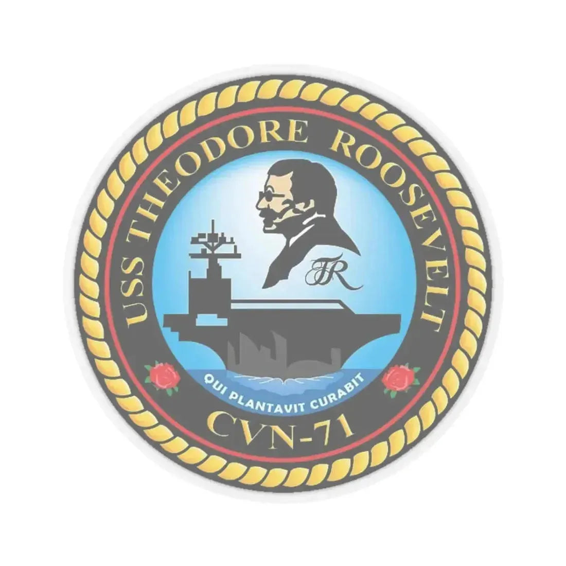 CVN 71 USS Theodore Roosevelt 1986 (U.S. Navy) STICKER Vinyl Kiss-Cut Decal 3 Inch Transparent - The Sticker Space