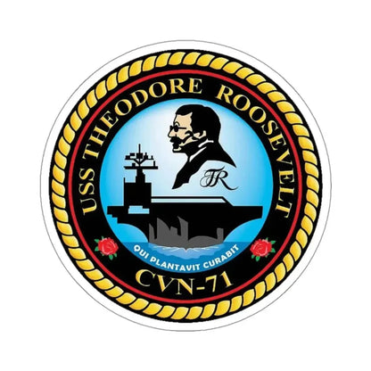 CVN 71 USS Theodore Roosevelt 1986 (U.S. Navy) STICKER Vinyl Kiss-Cut Decal 3 Inch White - The Sticker Space