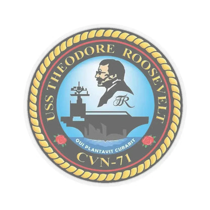 CVN 71 USS Theodore Roosevelt 1986 (U.S. Navy) STICKER Vinyl Kiss-Cut Decal 4 Inch Transparent - The Sticker Space