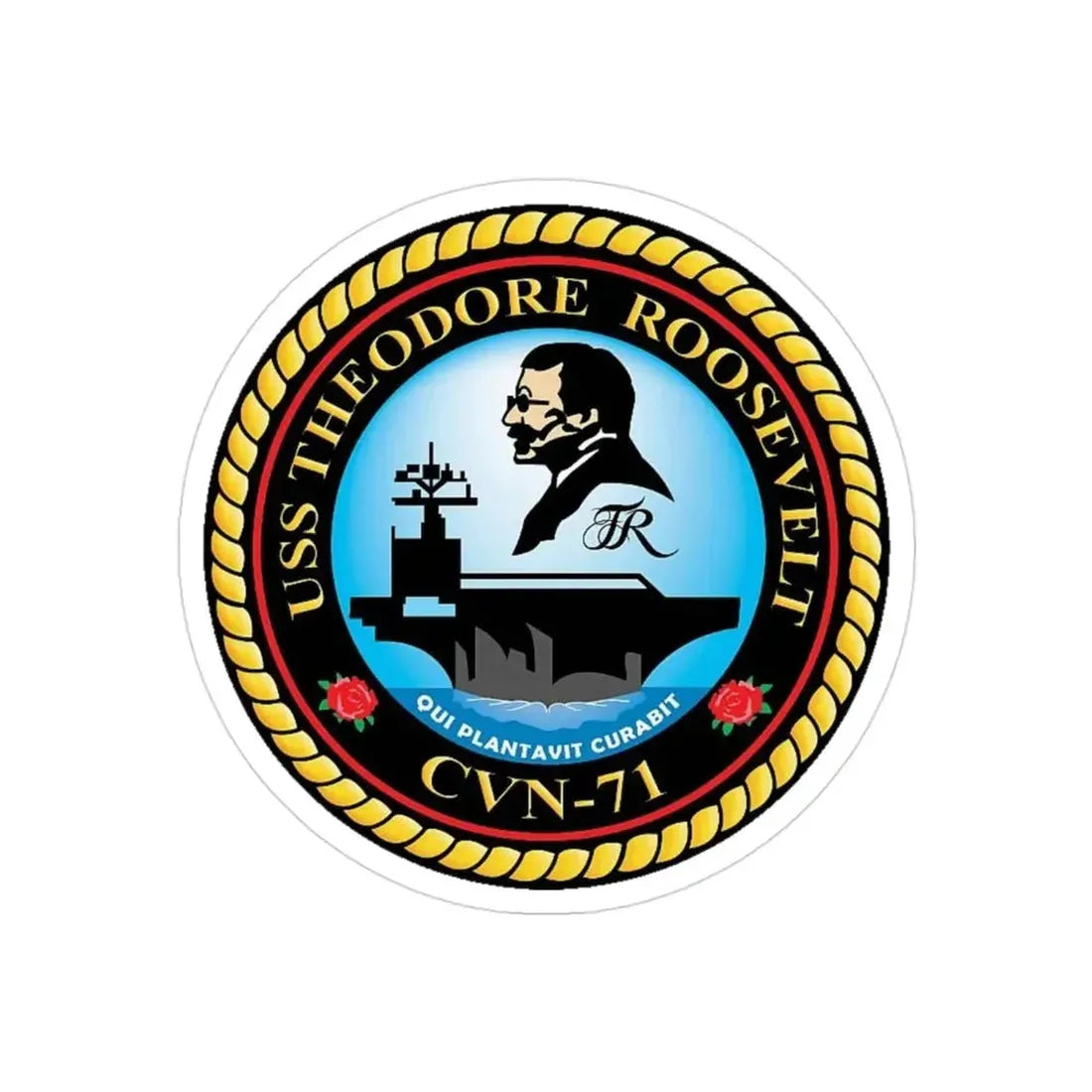 CVN 71 USS Theodore Roosevelt 1986 (U.S. Navy) Transparent STICKER Die-Cut Vinyl Decal 3 Inch Transparent - The Sticker Space