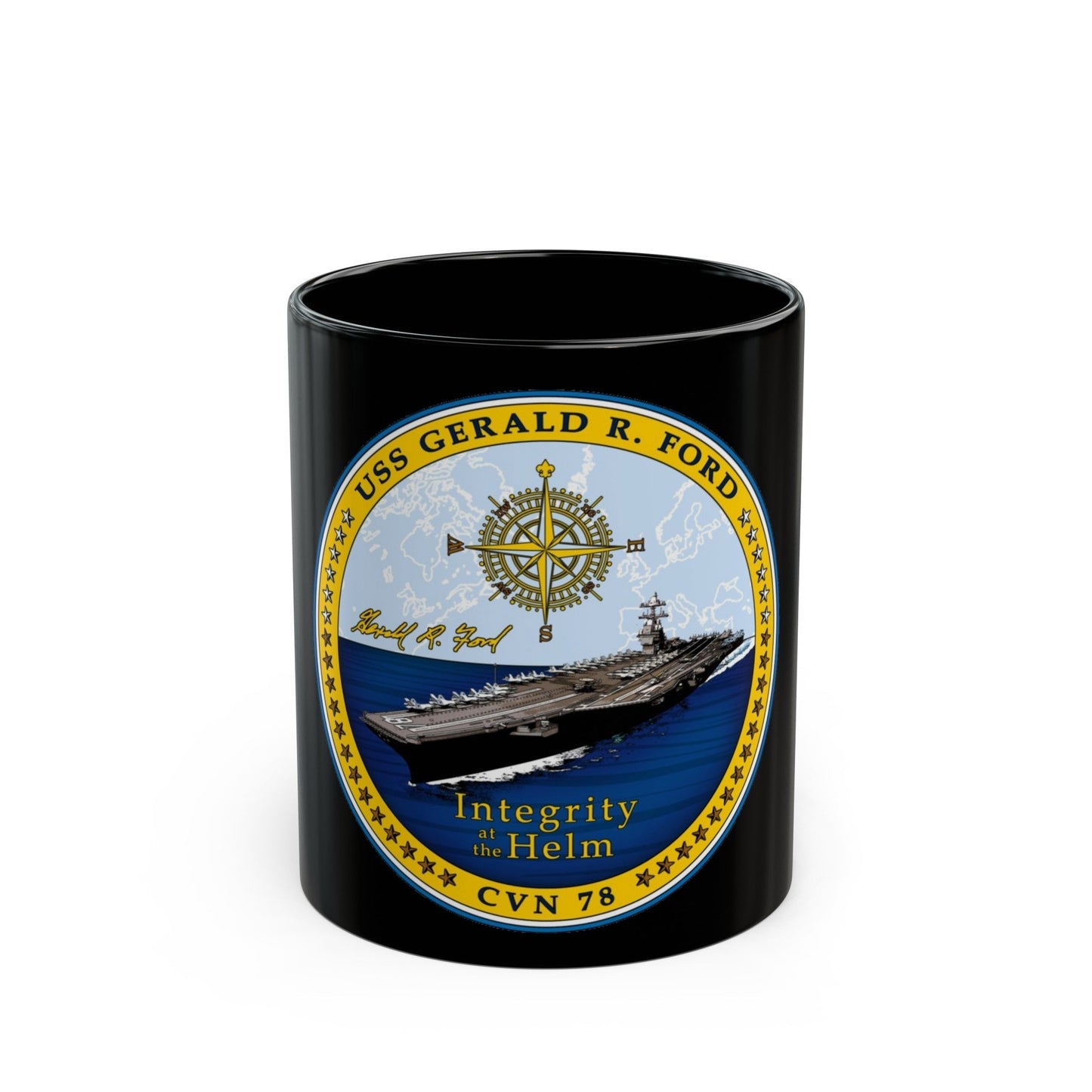 CVN 78 USS Gerald R Ford 2017 (U.S. Navy) Black Coffee Mug-11oz-The Sticker Space