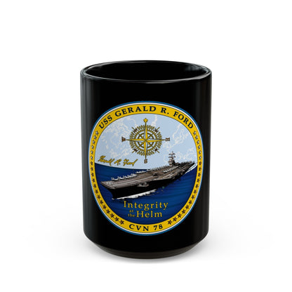 CVN 78 USS Gerald R Ford 2017 (U.S. Navy) Black Coffee Mug-15oz-The Sticker Space