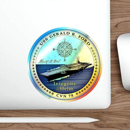 CVN 78 USS Gerald R Ford 2017 (U.S. Navy) Holographic STICKER Die-Cut Vinyl Decal-The Sticker Space