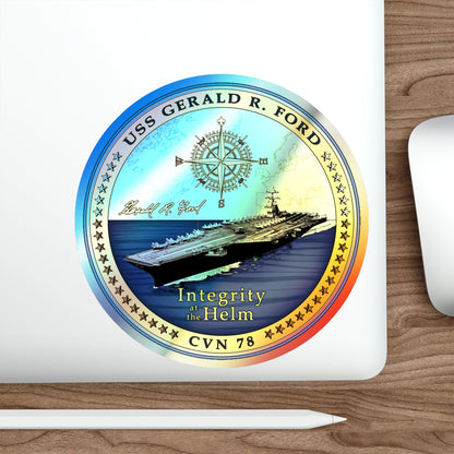 CVN 78 USS Gerald R Ford 2017 (U.S. Navy) Holographic STICKER Die-Cut Vinyl Decal-The Sticker Space