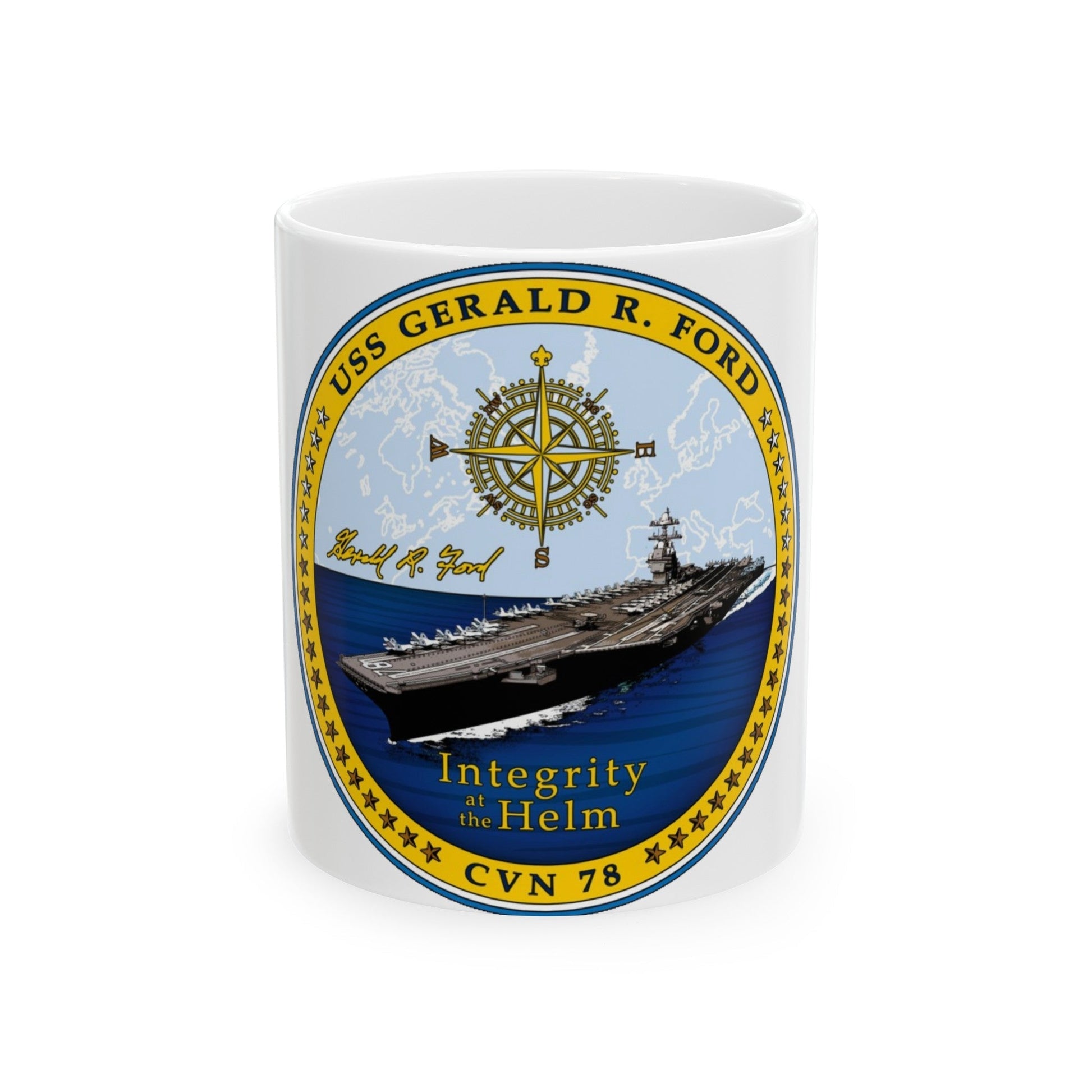 CVN 78 USS Gerald R Ford 2017 (U.S. Navy) White Coffee Mug-11oz-The Sticker Space