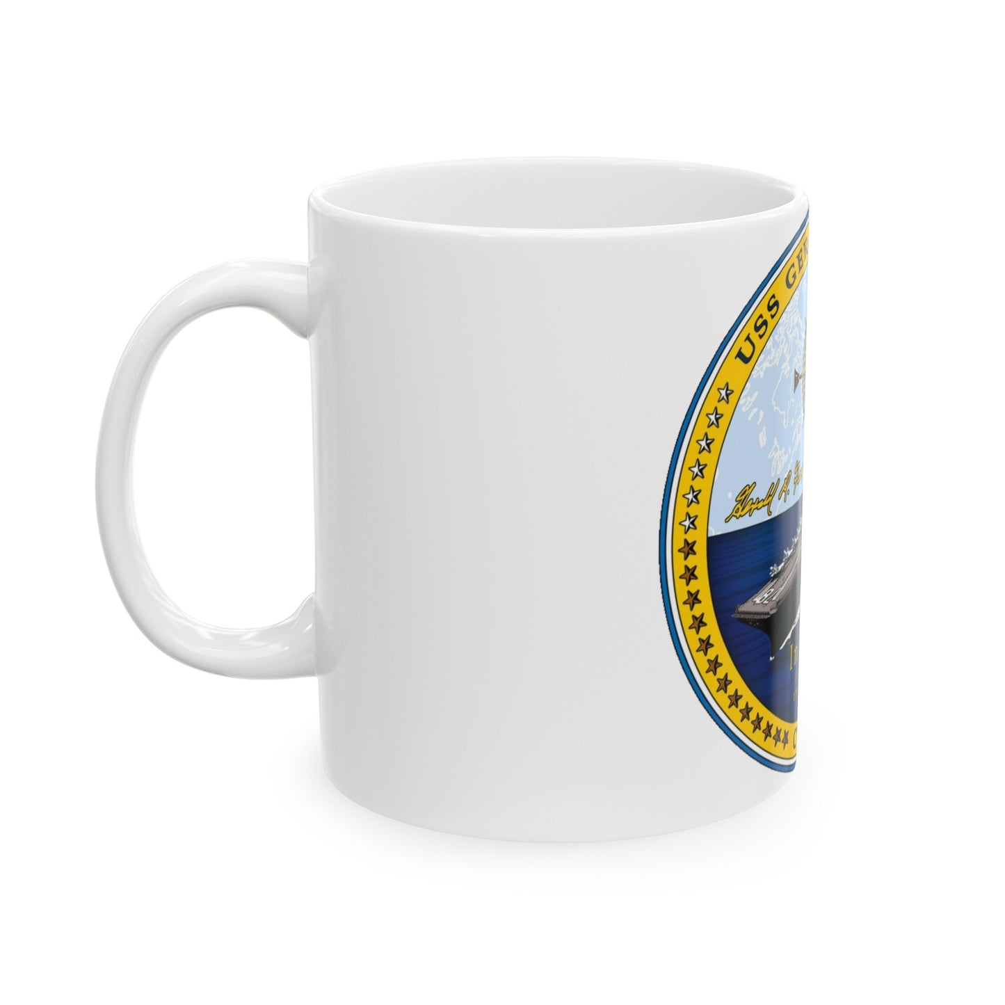 CVN 78 USS Gerald R Ford 2017 (U.S. Navy) White Coffee Mug-The Sticker Space