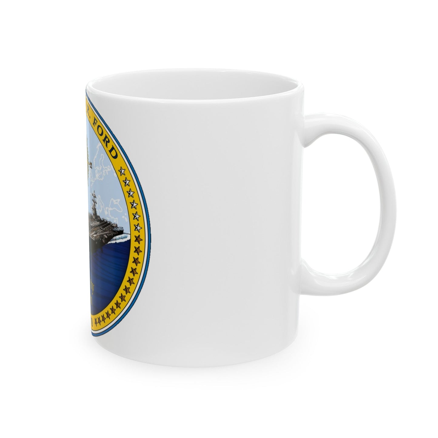 CVN 78 USS Gerald R Ford 2017 (U.S. Navy) White Coffee Mug-The Sticker Space