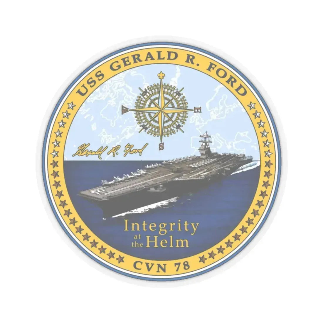 CVN 78 USS Gerald R Ford 2017 (U.S. Navy) STICKER Vinyl Kiss-Cut Decal 6 Inch Transparent - The Sticker Space