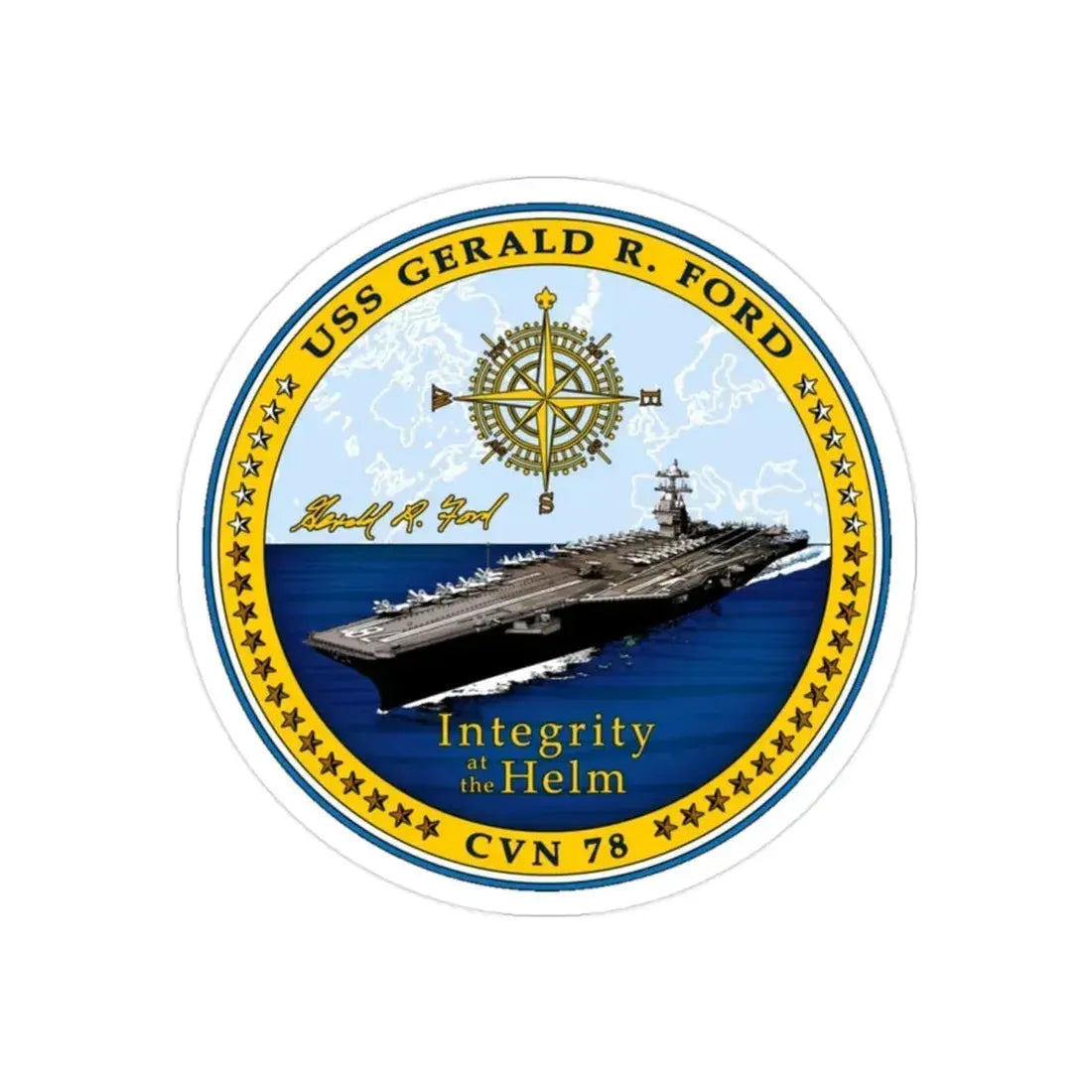 CVN 78 USS Gerald R Ford 2017 (U.S. Navy) Transparent STICKER Die-Cut Vinyl Decal 2 Inch Transparent - The Sticker Space