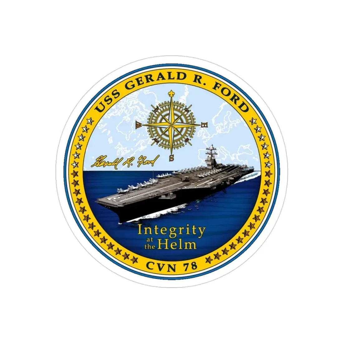 CVN 78 USS Gerald R Ford 2017 (U.S. Navy) Transparent STICKER Die-Cut Vinyl Decal 3 Inch Transparent - The Sticker Space