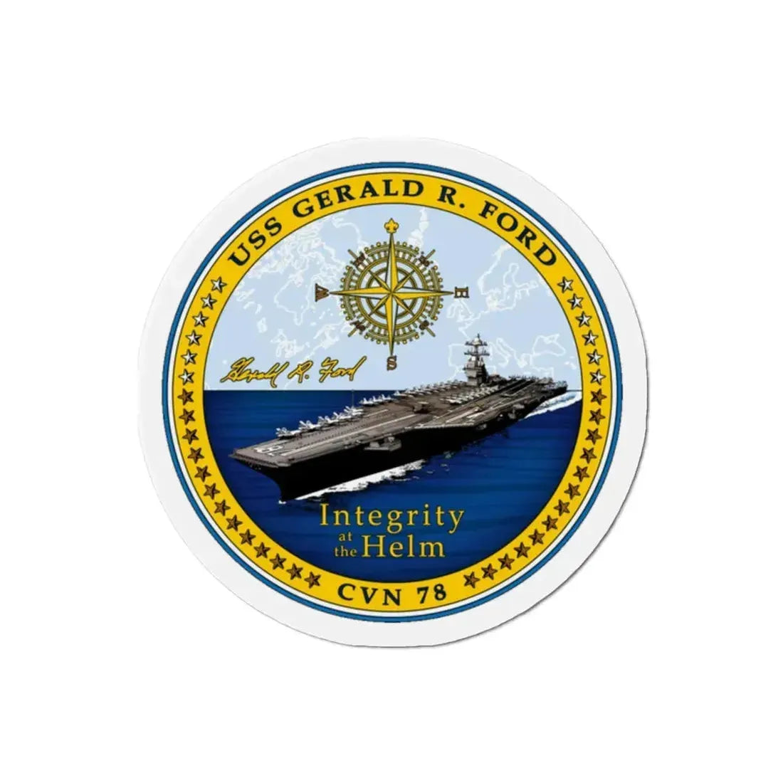 CVN 78 USS Gerald R Ford (U.S. Navy) Refrigerator Magnet 2 Inch - The Sticker Space