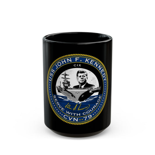 CVN 79 USS John F Kennedy (U.S. Navy) Black Coffee Mug-15oz-The Sticker Space