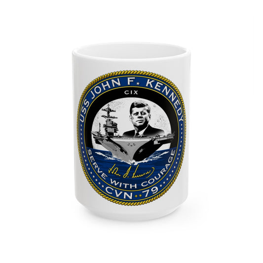 CVN 79 USS John F Kennedy (U.S. Navy) White Coffee Mug-15oz-The Sticker Space