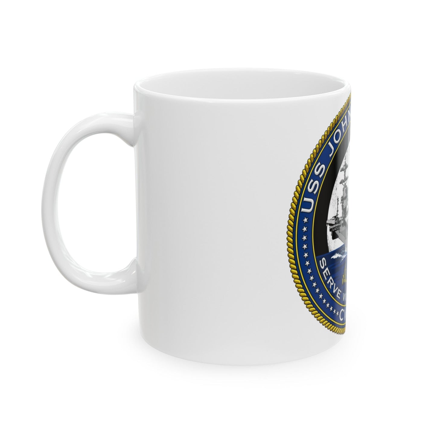 CVN 79 USS John F Kennedy (U.S. Navy) White Coffee Mug-The Sticker Space