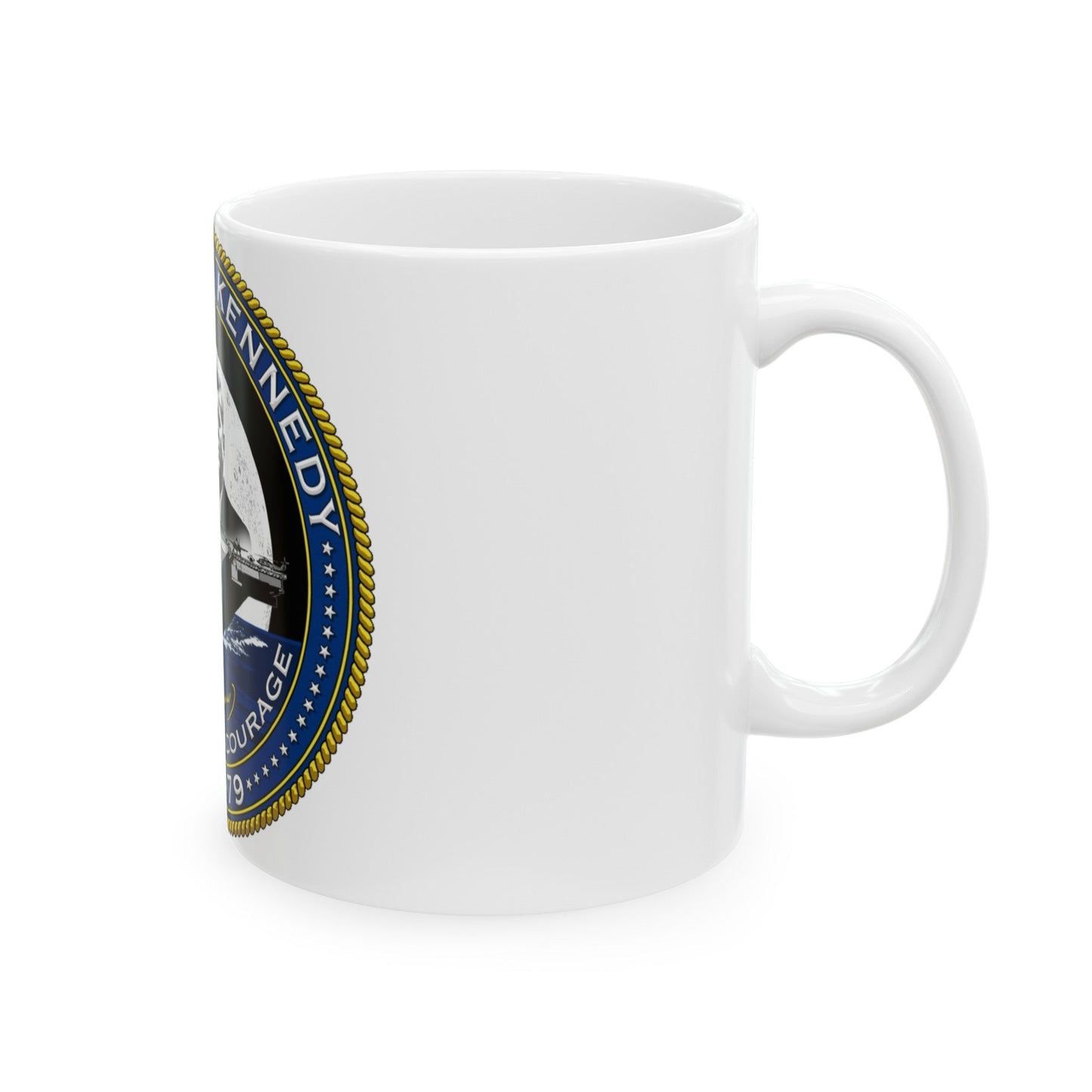 CVN 79 USS John F Kennedy (U.S. Navy) White Coffee Mug-The Sticker Space