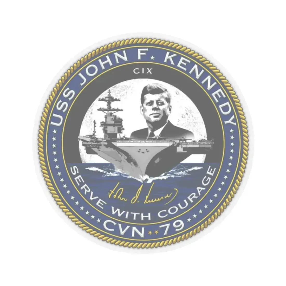 CVN 79 USS John F Kennedy (U.S. Navy) STICKER Vinyl Kiss-Cut Decal 2 Inch Transparent - The Sticker Space