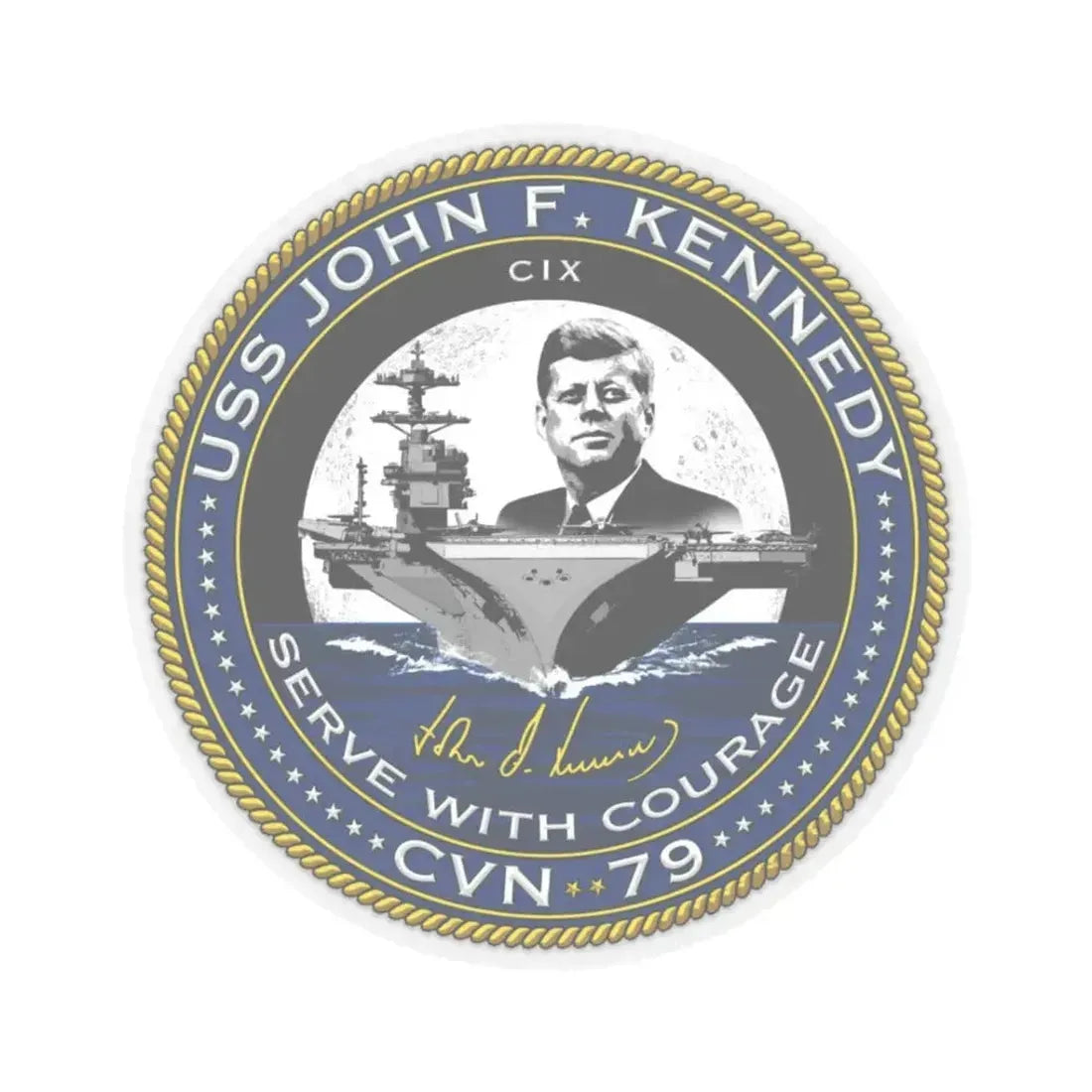 CVN 79 USS John F Kennedy (U.S. Navy) STICKER Vinyl Kiss-Cut Decal 3 Inch Transparent - The Sticker Space