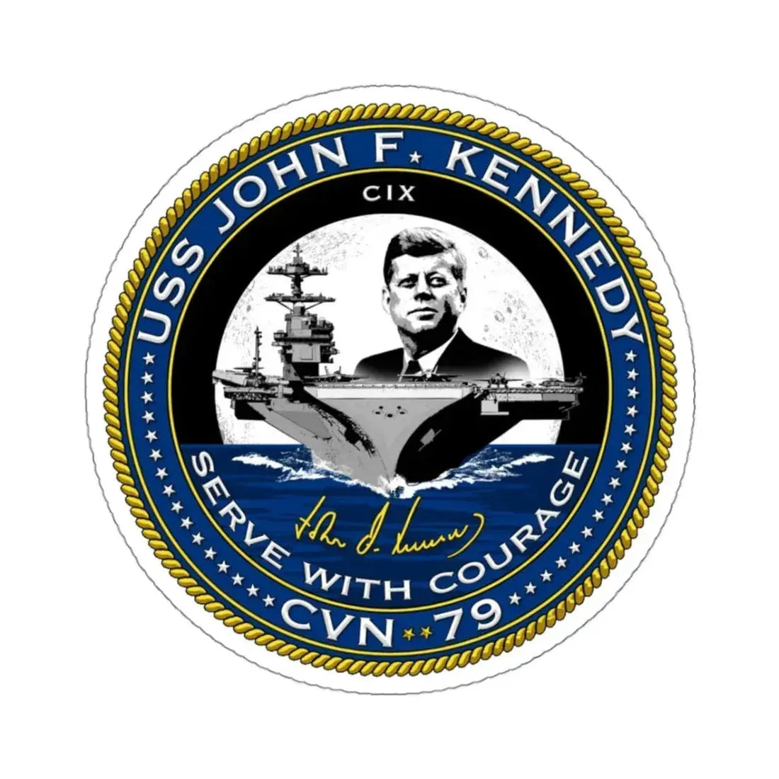 CVN 79 USS John F Kennedy (U.S. Navy) STICKER Vinyl Kiss-Cut Decal 3 Inch White - The Sticker Space
