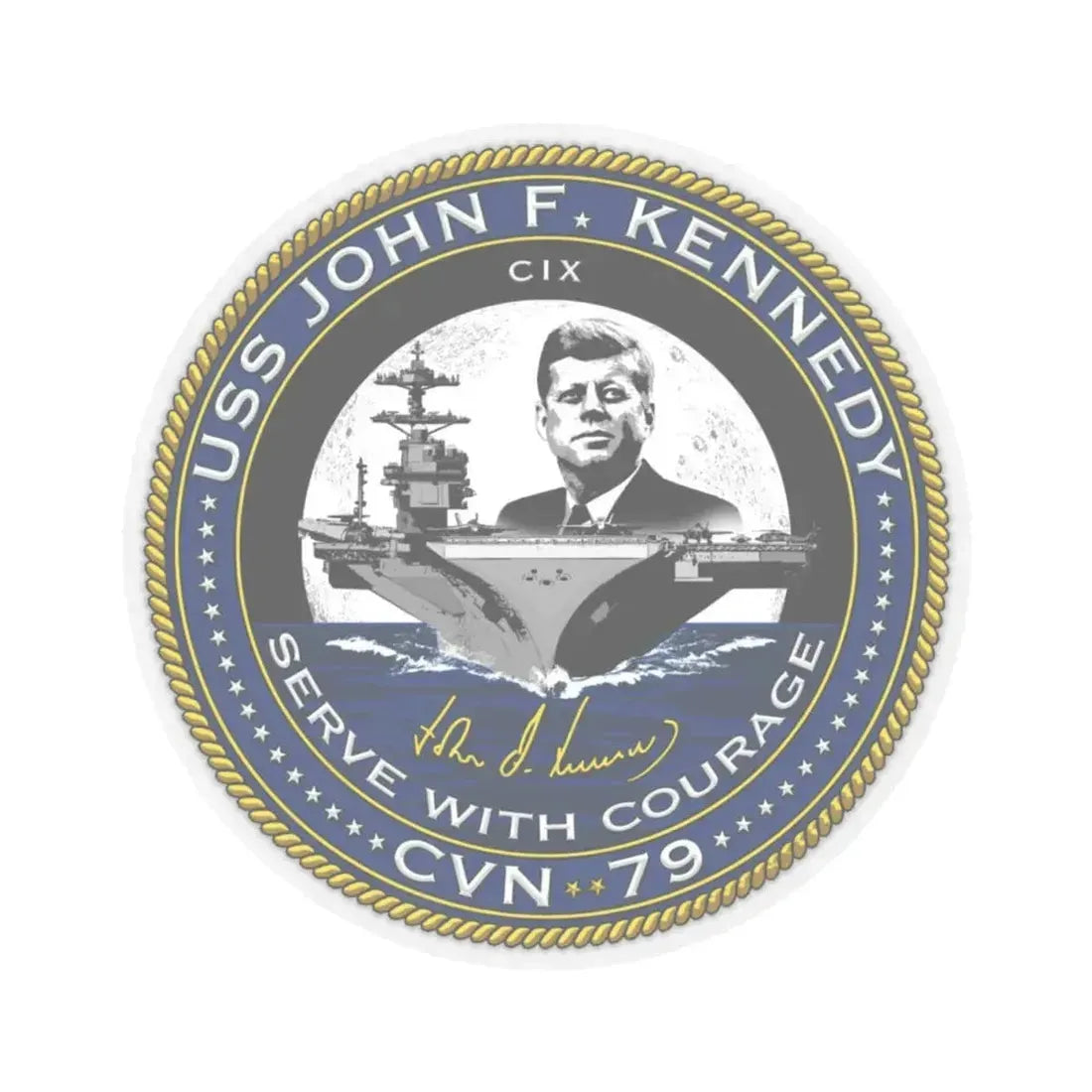 CVN 79 USS John F Kennedy (U.S. Navy) STICKER Vinyl Kiss-Cut Decal 4 Inch Transparent - The Sticker Space