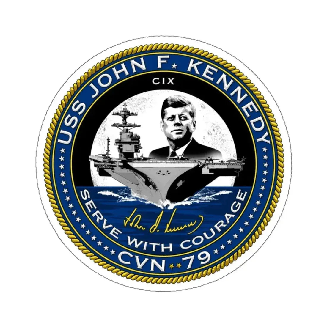 CVN 79 USS John F Kennedy (U.S. Navy) STICKER Vinyl Kiss-Cut Decal 4 Inch White - The Sticker Space