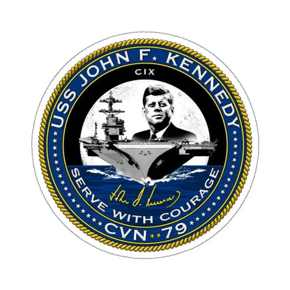 CVN 79 USS John F Kennedy (U.S. Navy) STICKER Vinyl Kiss-Cut Decal 4 Inch White - The Sticker Space