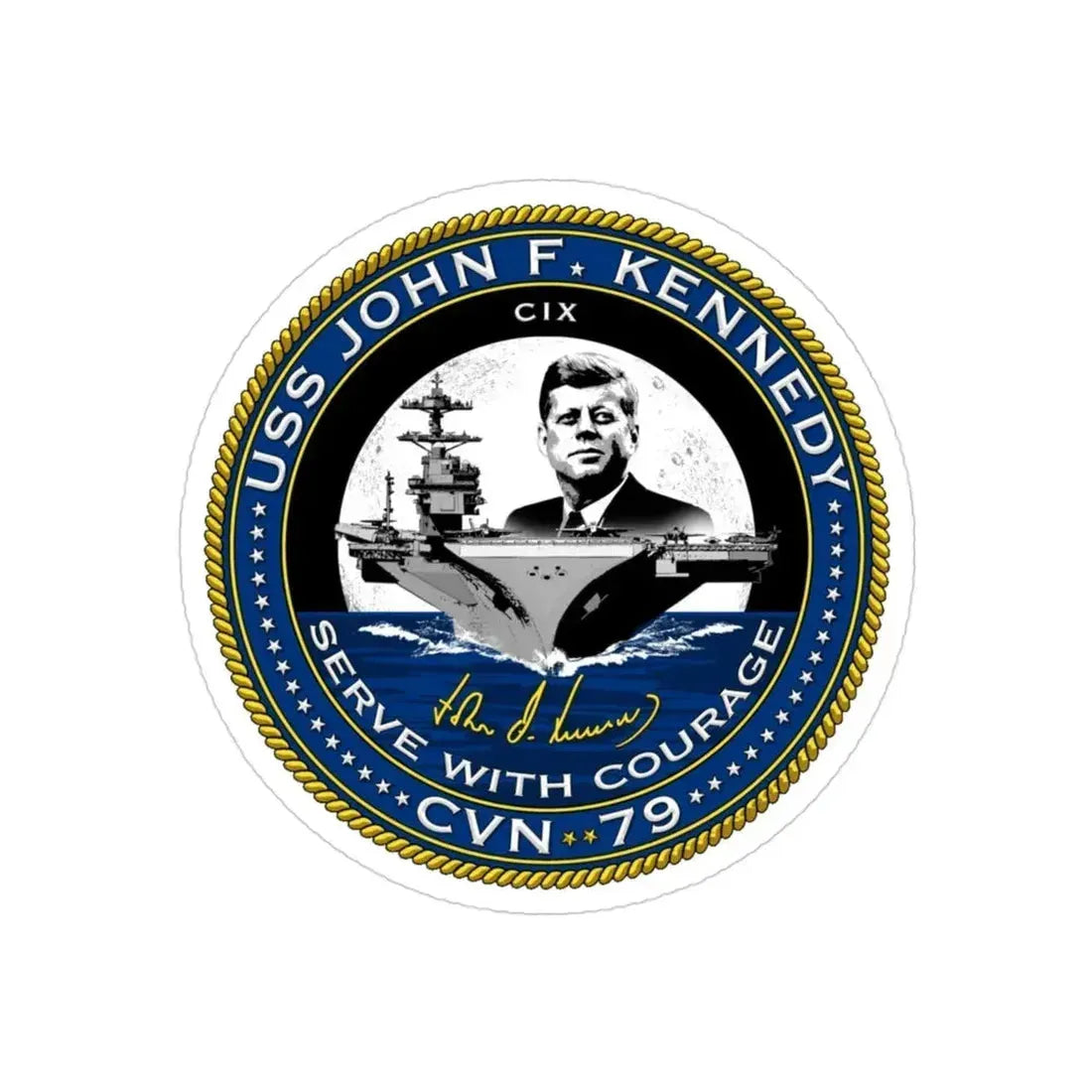 CVN 79 USS John F Kennedy (U.S. Navy) Transparent STICKER Die-Cut Vinyl Decal 3 Inch Transparent - The Sticker Space