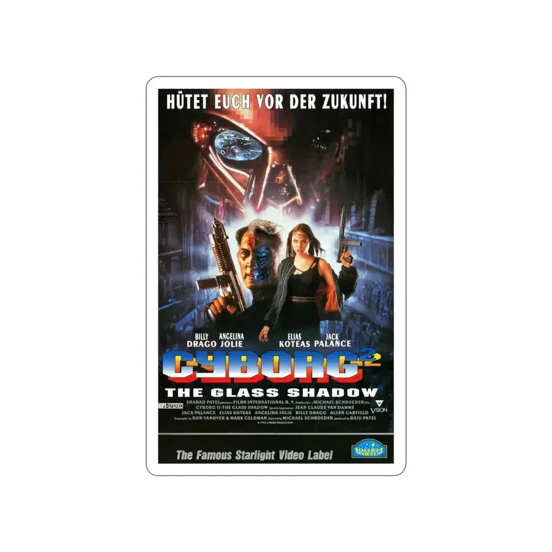 CYBORG 2 (GERMAN) 1993 Movie Poster STICKER Vinyl Die-Cut Decal 4 Inch - The Sticker Space