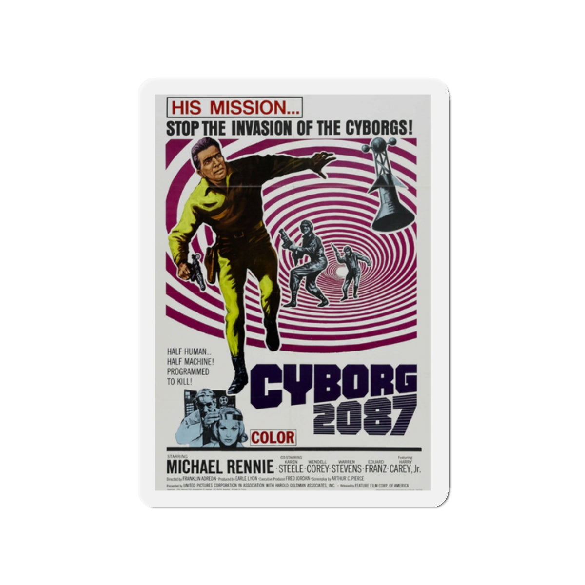 CYBORG 2087 1966 Movie Poster - Die-Cut Magnet-2" x 2"-The Sticker Space