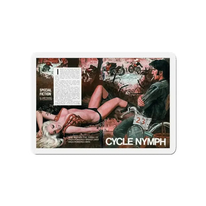 Cycle Nymph, Male magazine, October 1971 (Magazine Illustration) Refrigerator Magnet - The Sticker Space