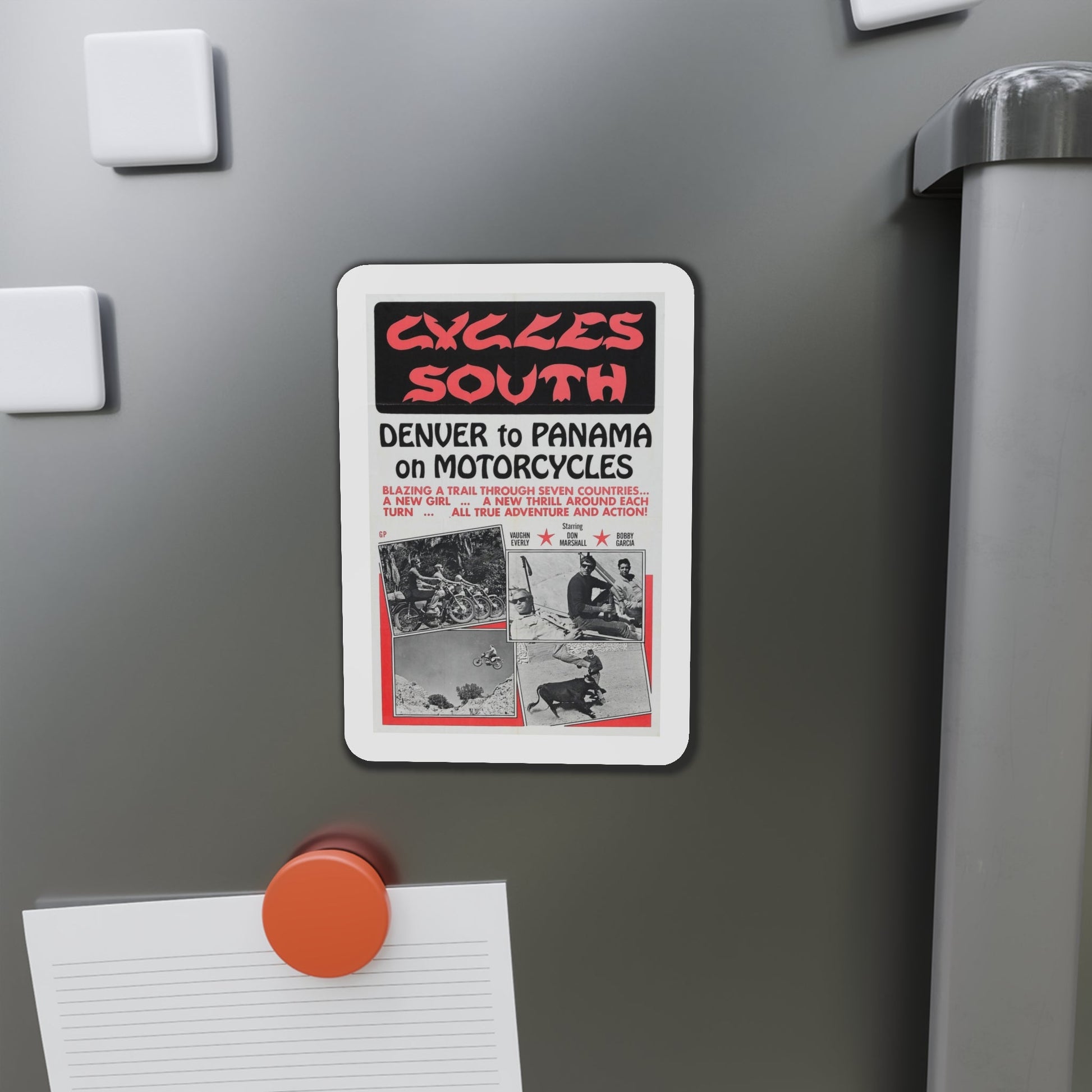 Cycles South 1971 Movie Poster Die-Cut Magnet-The Sticker Space