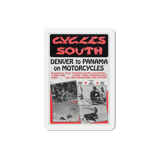 Cycles South 1971 Movie Poster Die-Cut Magnet-2 Inch-The Sticker Space