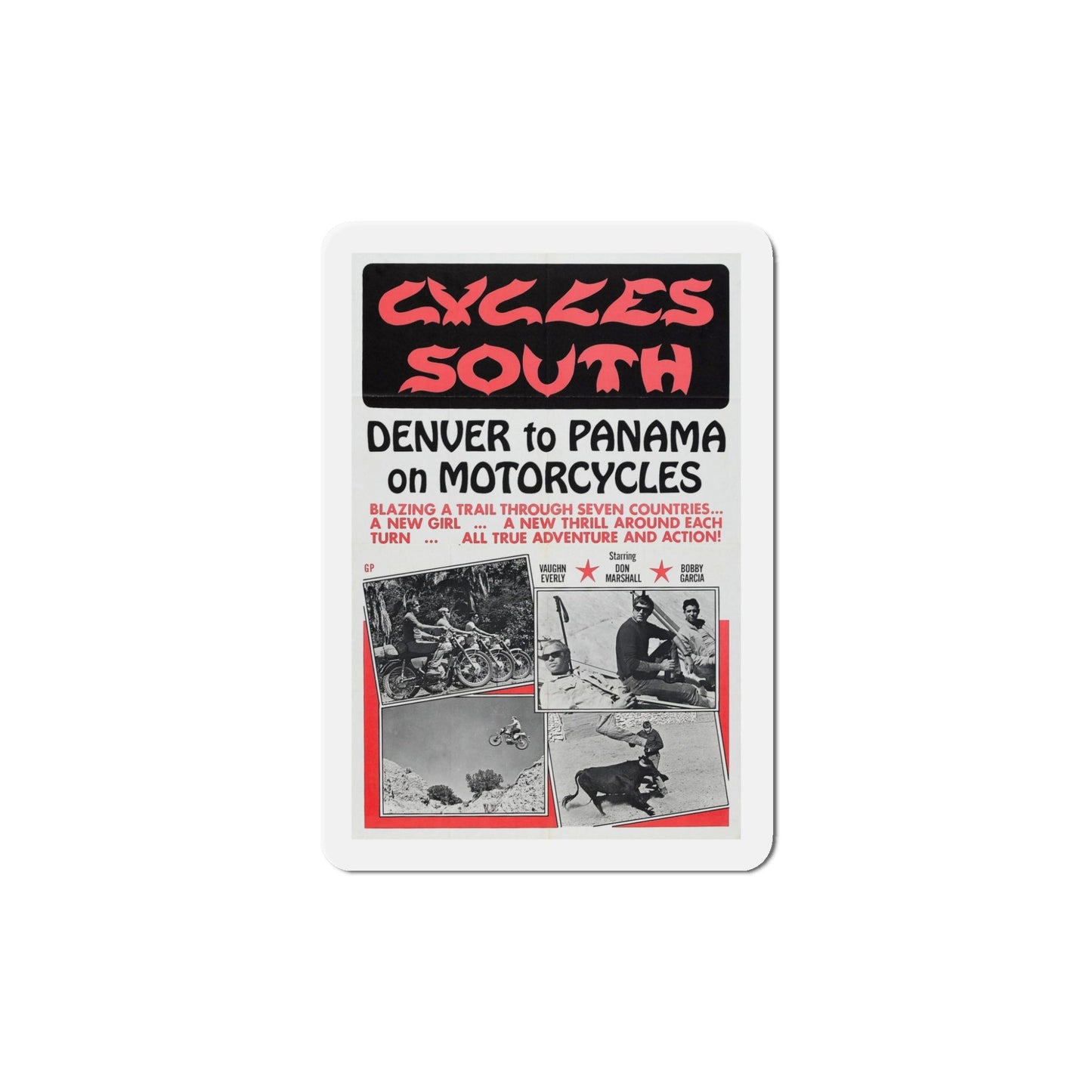 Cycles South 1971 Movie Poster Die-Cut Magnet-5 Inch-The Sticker Space